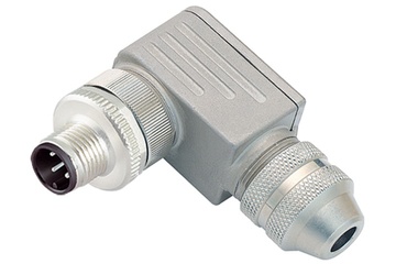 Conector angular Binder M12-A, 6,0-8,0 mm, blindado, 99 1429 822 04, 99 1437 822 05, terminal de parafuso, IP67, UL
