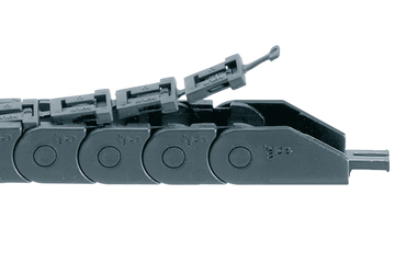 zíper Série 047, esteira porta cabos, zíper aberto ao longo do raio externo