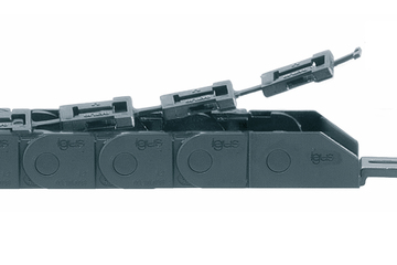 zíper Série 07, esteira porta cabos, zíper aberto ao longo do raio externo