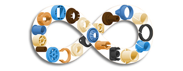 Várias buchas especiais personalizados pela igus® para suas necessidades específicas