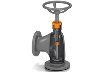 Válvula de parada com parafuso de avanço dryspin, buchas autolubrificantes iglidur e anel do pistão