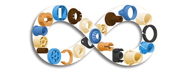 Várias buchas e mancais personalizados feitos pela igus® para os seus requisitos específicos