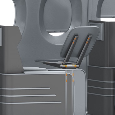 Interior dos aviões: buchas autolubrificantes na extensão da mesa