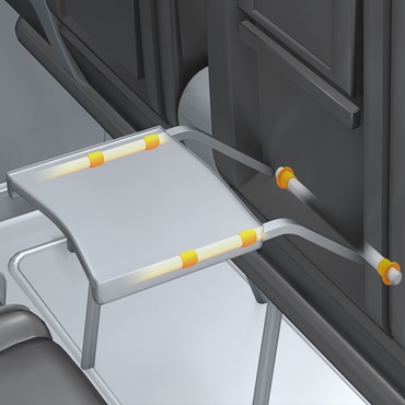 Interior dos aviões: buchas no ajuste da mesa