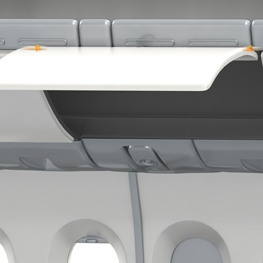 Interior dos aviões: buchas autolubrificantes iglidur nas portas dos compartimentos de bagagem