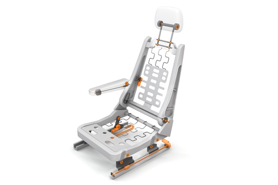 Cadeira auto com buchas autolubrificantes iglidur® para processos de revestimento eletrônico