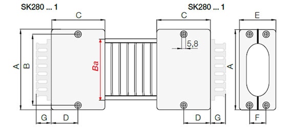 desenho do suporte de montagem e-skin SK28