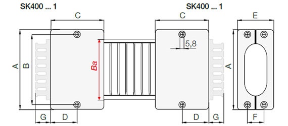 desenho do suporte de montagem e-skin SK40