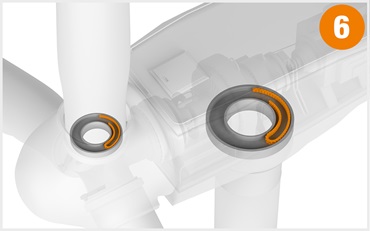 Sistema de esteiras porta cabos rotativo RBR em sistemas de ajuste de lâminas de rotor e azimute