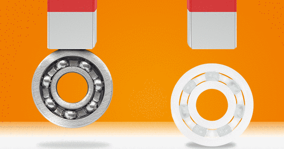 Os rolamentos de esferas de plástico não são magnéticos e possuem isolamento de corrente